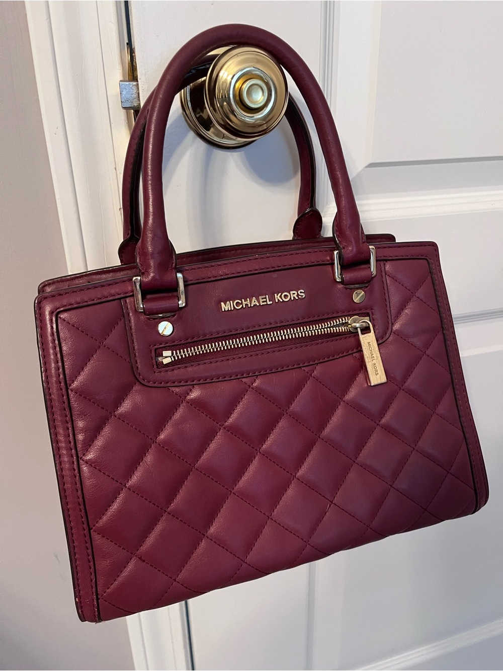 Women's Michael Kors Burgundy Leather Tote Bag